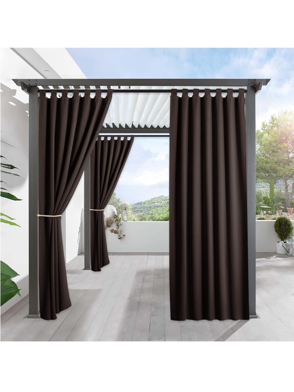 Outdoor Curtains for Patio Waterproof Tab Top Block Sunlight Thermal Insulated